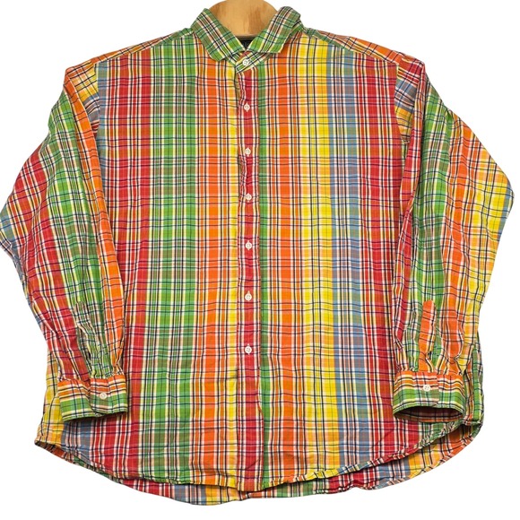 Polo Ralph‎ Lauren Shirt Men's XXL Plaid Button Down Multicolor Cotton - Picture 2 of 6